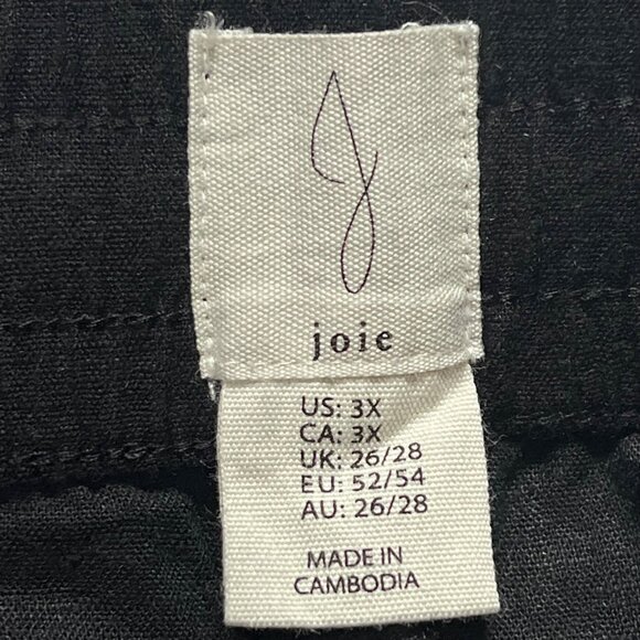 Joie Women Pull-on Black Linen-Blend Crop Pants 3X Elastic Drawstring Waist NWOT - Picture 5 of 10